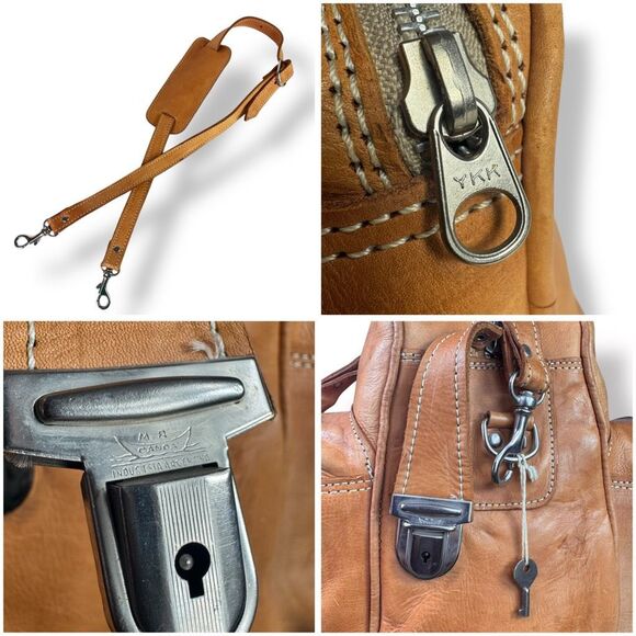 MR Canoa Vintage 80s 90s Leather Duffel Travel Overnight Bag Weekender Rugged - Picture 10 of 16